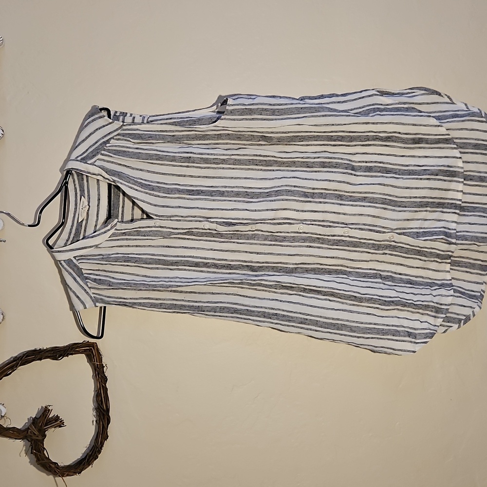 Lucky Brand Black and White Striped Button-Down Shirt